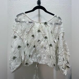 Free People Palm Tree and Lace Open Back Top